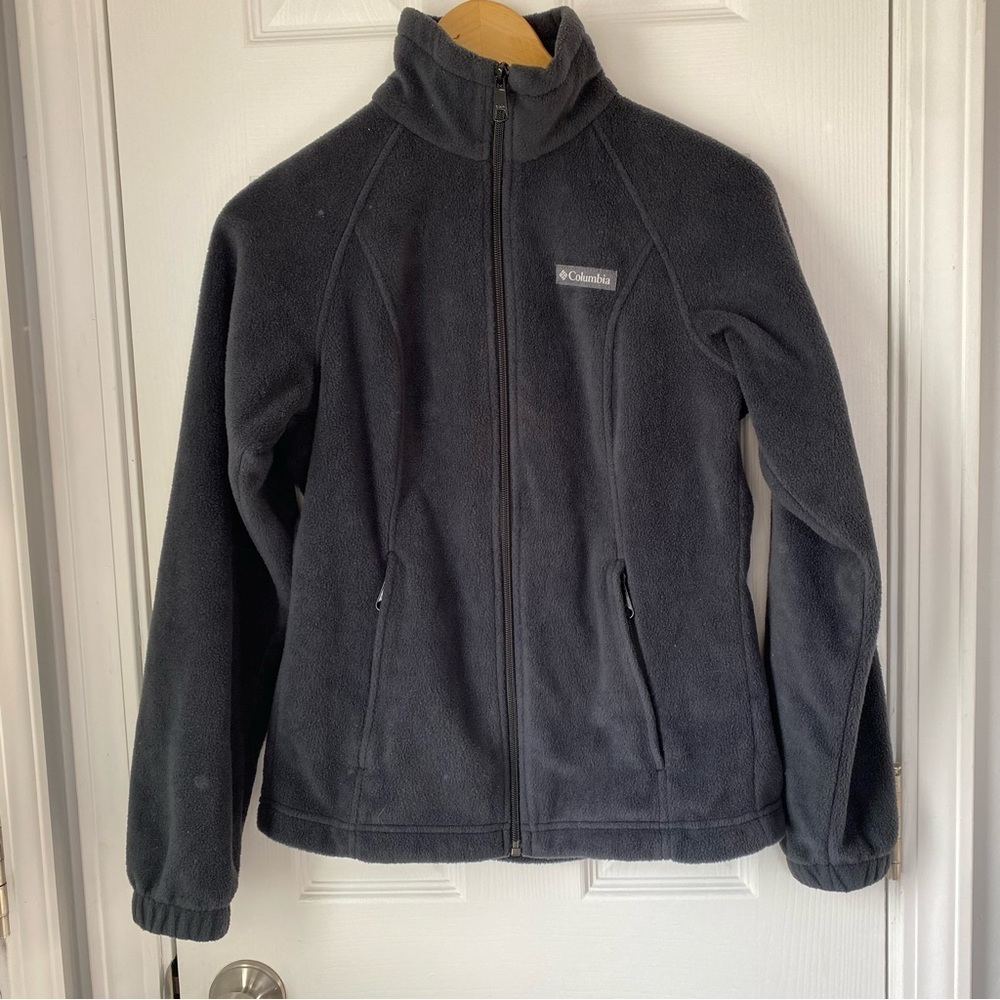 Columbia fleece zip up jacket XS with cancer awareness ribbon